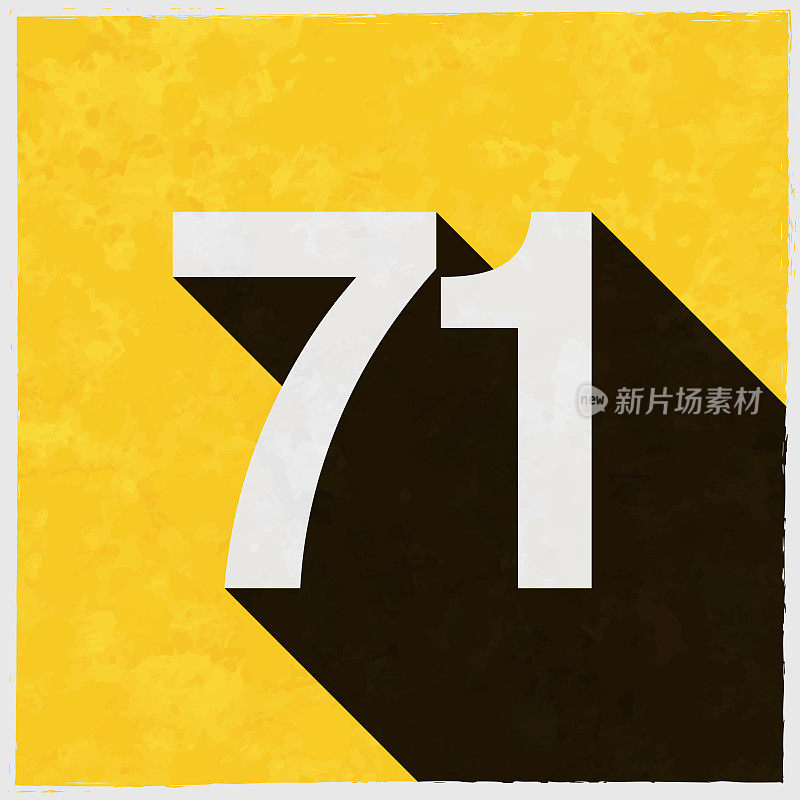 71 - 71号。图标与长阴影的纹理黄色背景